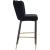 Lily Velvet Bar Stool with Matte Black Metal Legs with Gold Tips