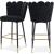 Lily Velvet Bar Stool with Matte Black Metal Legs with Gold Tips
