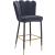 Lily Velvet Bar Stool with Matte Black Metal Legs with Gold Tips
