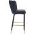 Lily Velvet Bar Stool with Matte Black Metal Legs with Gold Tips