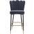 Lily Velvet Bar Stool with Matte Black Metal Legs with Gold Tips