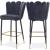 Lily Velvet Bar Stool with Matte Black Metal Legs with Gold Tips