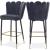 Lily Velvet Bar Stool with Matte Black Metal Legs with Gold Tips
