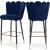 Lily Velvet Bar Stool with Matte Black Metal Legs with Gold Tips