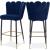 Lily Velvet Bar Stool with Matte Black Metal Legs with Gold Tips