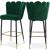 Lily Velvet Bar Stool with Matte Black Metal Legs with Gold Tips