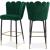 Lily Velvet Bar Stool with Matte Black Metal Legs with Gold Tips