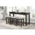 Connected Wood/Fabric 4-Piece Pack Counter Height Set with Drawer