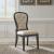 Americana Farmhouse Linen/Wood Tufted Back Side Chair