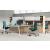 Round Melamine Workstation Desk Bench for 2 Persons w/High Storage Cabinets