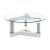 Octave Glass Top Round Mirrored Coffee Table with Square Post Legs