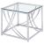 Lille Glass Top Square End Table with Chrome Base