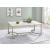 Leona Faux Marble Rectangular Coffee Table with Casters & Metal Base