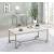 Leona Faux Marble Rectangular Coffee Table with Casters & Metal Base