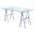 Statham Glass Top Adjustable Writing Desk with Chromed Base