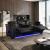 Cyber Leather Power Double Reclining Sofa with LED Lighting & Air Massage