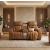 Cyber Leather Power Double Reclining Loveseat with Center Console, LED Lighting, Speakers & Air Massage