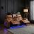 Cyber Leather Power Double Reclining Loveseat with Center Console, LED Lighting, Speakers & Air Massage