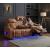 Cyber Leather Power Double Reclining Sofa with LED Lighting & Air Massage