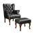 Roberts Button Tufted Back Leatherette Accent Chair with Ottoman