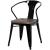 Metropolis Metal Arm Chair, Wood Seat