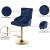 Claude Velvet Adjustable Stool with Gold Base