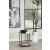 Noemie Round Accent Table with Marble Top & Wood Shelf