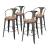 Metropolis Metal Bar Stool, Wood Seat