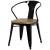 Metropolis Metal Arm Chair, Wood Seat
