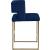 Caleb Velvet Counter Stool with Brushed Gold Iron Legs