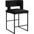 Caleb Velvet Counter Stool with Matte Black Iron Legs