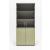 Color Office Lockable Cabinet w/2 Upper Glass Doors & 2 Down Doors