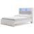 Altyra Wood Panel Bookcase Storage Bedroom Set w/LED Lighting, Queen Size