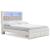 Altyra Wood Panel Bookcase Storage Bedroom Set w/LED Lighting, Queen Size