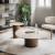 Mushroom Laminated Ceramic-Glass/Wood Pedestal Coffee Table