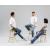 Cannie Medium Hight Stool for 35.4-inch Height Desks w/Upholstered Seat & Natural Ash Wood Base w/Plastic Footring & Glides