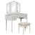 Clarisse Wood/Mirror Storage Vanity Dresser w/3 Drawers, Mirror & Stool