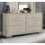 Celine 6-Drawer Double Dresser Wide Whitewashed Wood Dresser with Raised Panel Fronts & Gold Pulls