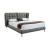 Claire Full Leather Upholstered Platform Queen Size Bed with Tufted Headboard