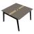 Nova Wood Square Melamine 4-Person Office Meeting Table w/2 Power Sockets & Metal Cable Tray