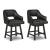 Tallenger Swivel Barstool - Black Faux Leather & Wood | Sohomod