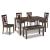 Bennox 6-Piece Dining Set - Rectangular Table, Bench & 4 Chairs | Sohomod