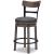 Caitbrook Gray Wood Swivel Barstool with Upholstered Back