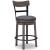 Caitbrook Gray Wood Swivel Barstool with Upholstered Back