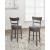 Caitbrook Gray Wood Swivel Barstool with Upholstered Back