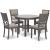 Wrenning 5-Piece Round Dining Set - Gray Wood Table & 4 Chairs | Sohomod