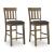 Urbinforte Light Brown Wood & Faux Leather Bar Height Stool