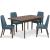 Lyncott Mid-Century Dining Side Chair | Blue Fabric & Brown Wood