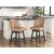 Neymorton Swivel Barstool - Black Faux Leather & Wood | Sohomod