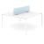 Motion Electric Height Adjustable Office 2-Desk Bench w/Open Metal Leg & Panel Leg & Sliding Desktops, 3 Level Columns